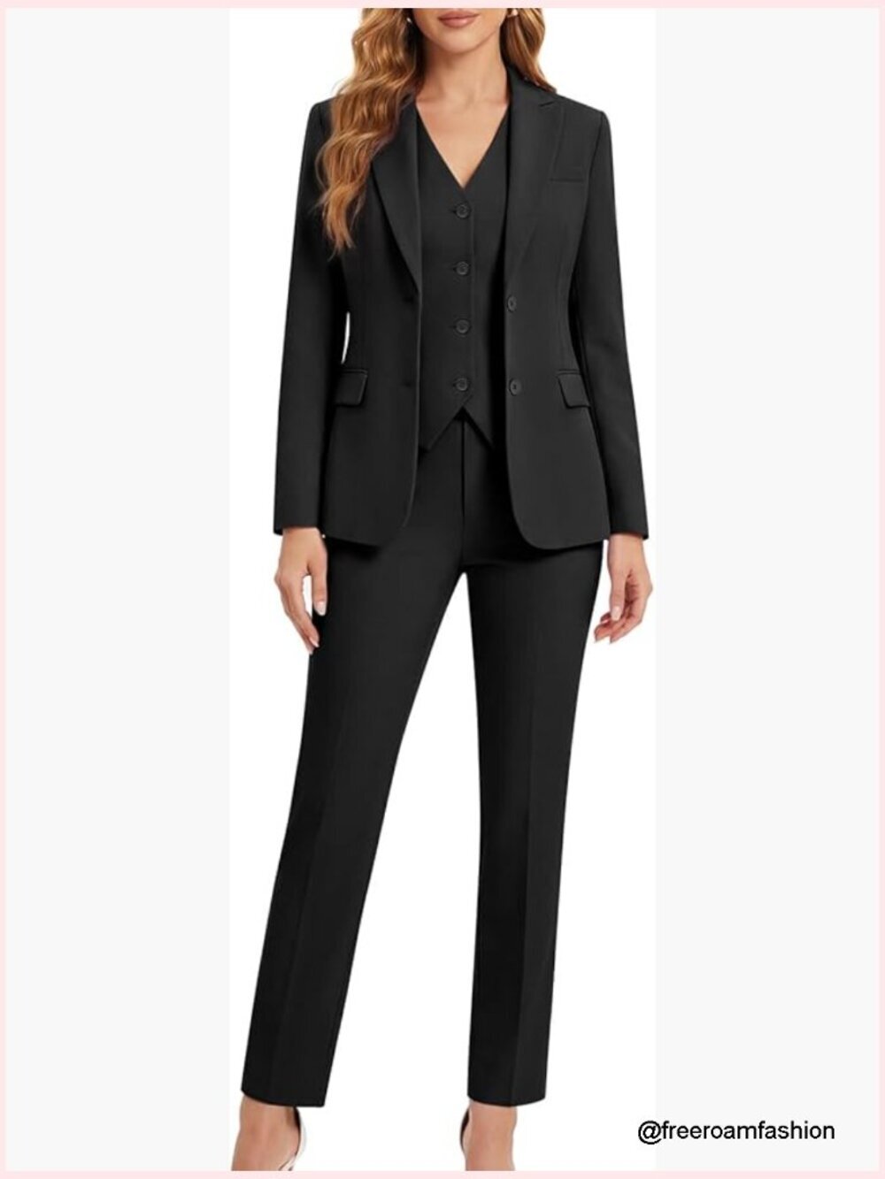 3 Piece Suit Set Blazer Vest Pants Trousers Women Business Office Work